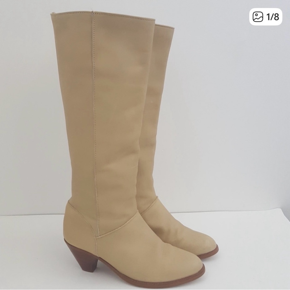 Frye Vintage 70s Beige Leather Knee high boots 7M